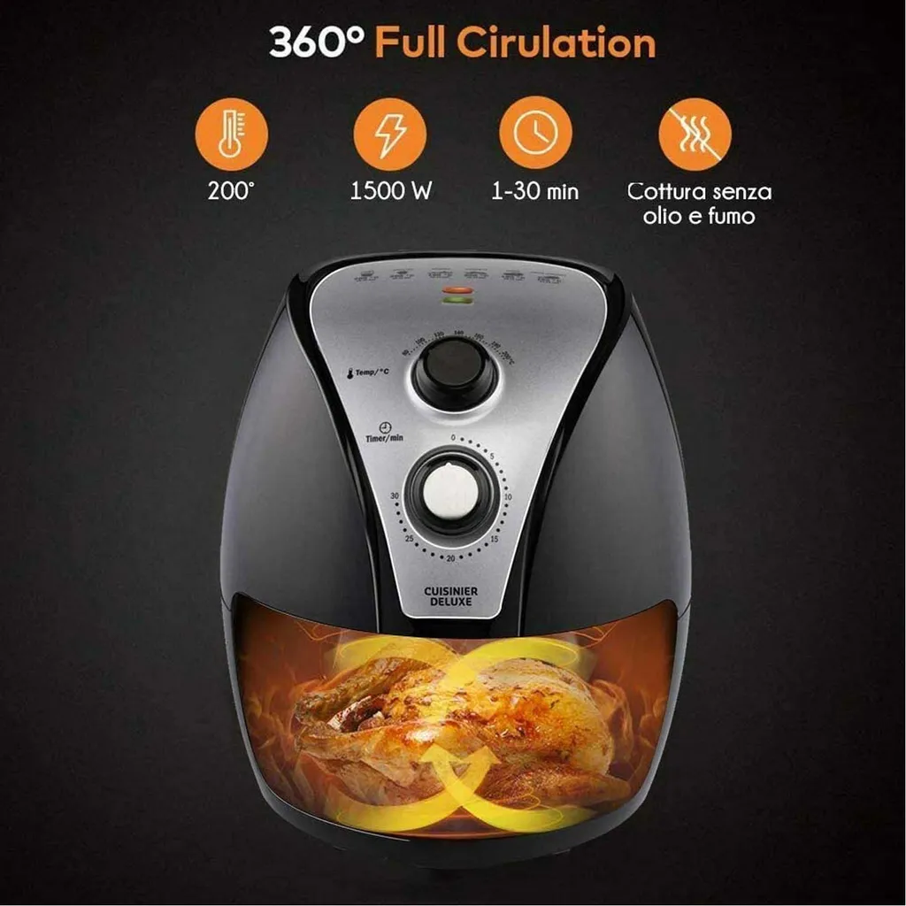 Cuisinier DeLuxe Heißluft-Fritteuse - 3,2 Liter 1300-1500 Watt – Bild 9