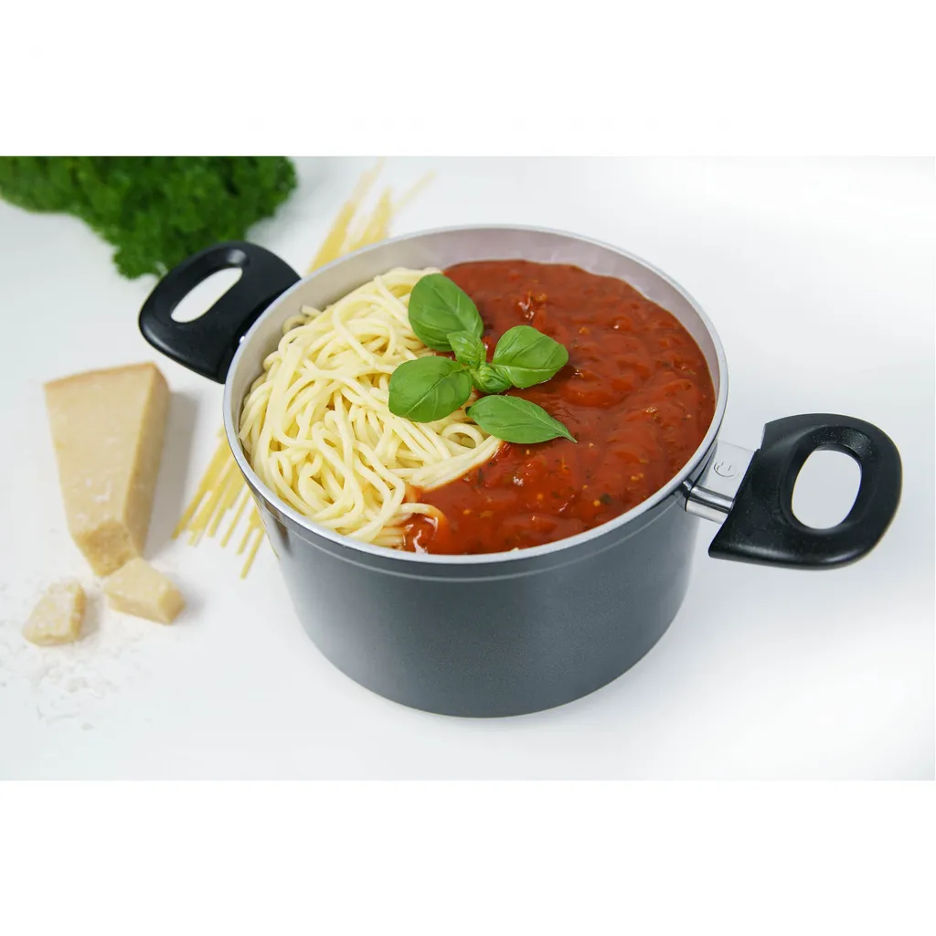 Genius Cerafit Magic Pot Kochtopf-Set 20cm - Topf 3,7l Mit Siebeinsatz & Glas-Deckel Für Einfaches Kochen, Drehen, Dünsten & Servieren; A24661 – Bild 2