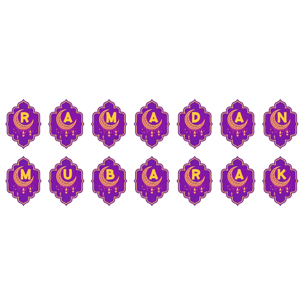 Jesunfuzhu Ramadan Mubarak Party Luftballons Hängende Set Ornamente Eid Mubarak Banner Für Zuhause Muslimischen Ramadan Dekoration (Lila) – Bild 5