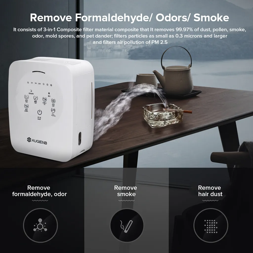 AUGIENB Luftreiniger Luftbefeuchter Allergie HEPA-Kombifilter Rauch Air Purifier – Bild 4