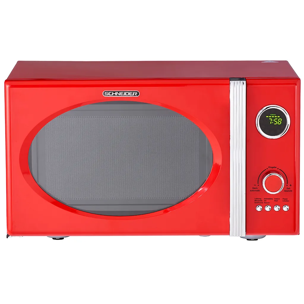 PKM SCHNEIDER Mikrowelle Mit Grill Mikrowellenherd MW823G FR Rot 800 Watt 23 L