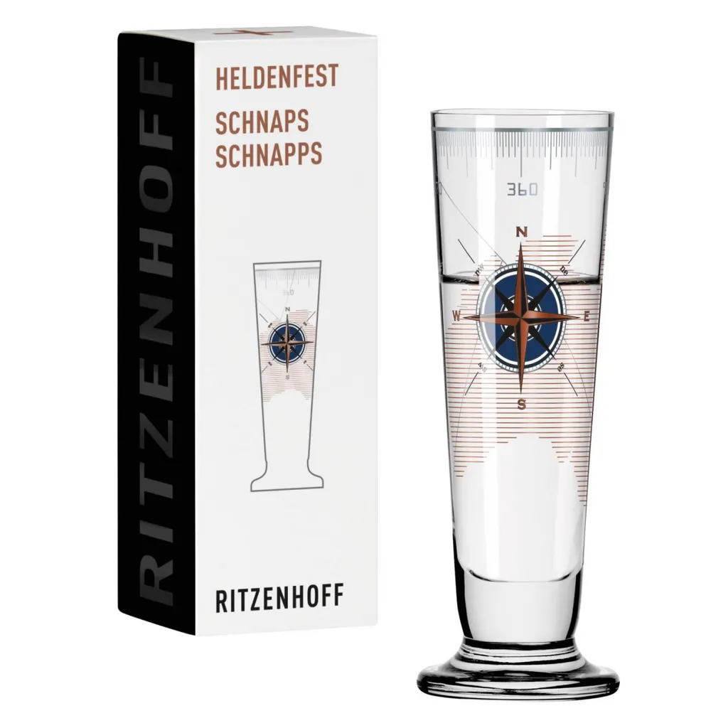 Ritzenhoff Heldenfest 05 Schnapsglas, Pinnchen KOMPASS By Iris Interthal 2018