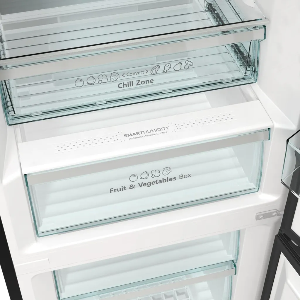 Hisense RB424N4CFC Kühl-/Gefrierkombination - Total No Frost - Metal Cooling - 326 Liter Gesamtvolumen - CrispZone - Super Cool - Extra Space - Chrom-Weinregal – Bild 8