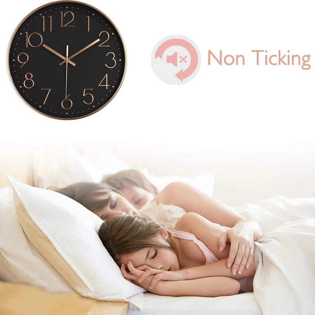 Longziming Wanduhr,30 Cm Silent Geräuschlos Wanduhr Quarz Batteriebetrieben Mit ABS-Rahmen HD-Glasabdeckung Für Kinder/Wohnzimmer/Schlafzimmer/Küche/Büro/Dekoration – Bild 4