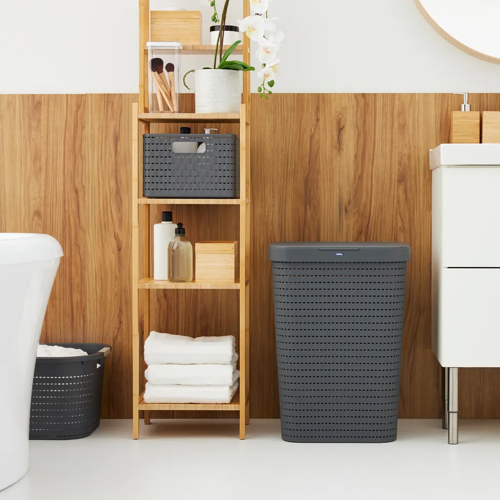 ROTHO Set Wäschesammler 55l COUNTRY , Farbe:Anthrazit – Bild 3