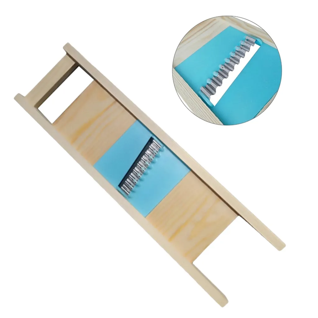 Stretoey Kartoffel Gitter Gemüseschneider, Hölzern Gemüsereibe Gewelltes Netz Grater Reibe Gemüsehobel – Bild 4