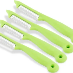 InstrumenteNRW Sparschäler 4er Set Schäler Obst Gemüse Mit Rostfreier Scharfer Pendelklinge Universalschäler Für Rechts Und Linkshänder Allzweckschäler Zum Schälen Von Obst Gemüse Spülmaschinen Geeignet Grün