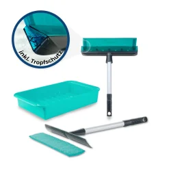 Genius Fensterwischer-Set 6-tlg - Fensterputzer + Universalstange, Wanne & Mikrofaserbezug | Glänzende Und Streifenfreie Sauberkeit; A15010