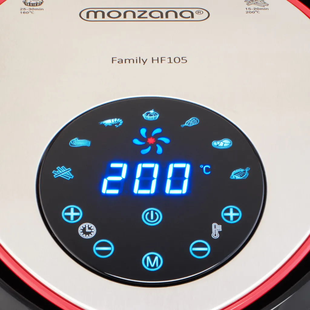 Monzana Heißluftfritteuse XXL Digitales Touch-Display 6,5L LED Mit Rezeptheft 1850W Küche Fritteuse Heißluftofen Schwarz – Bild 3