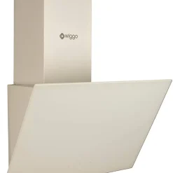 Wiggo Dunstabzugshaube 60cm Kopffrei I Abluft Umluft Dunstabzug 300m³/h - LED Touch-Display 3 Stufen I Schräghaube Inkl. Fettfilter & 2x Kohlefilter I Abzugshaube Mit Glasfront Creme