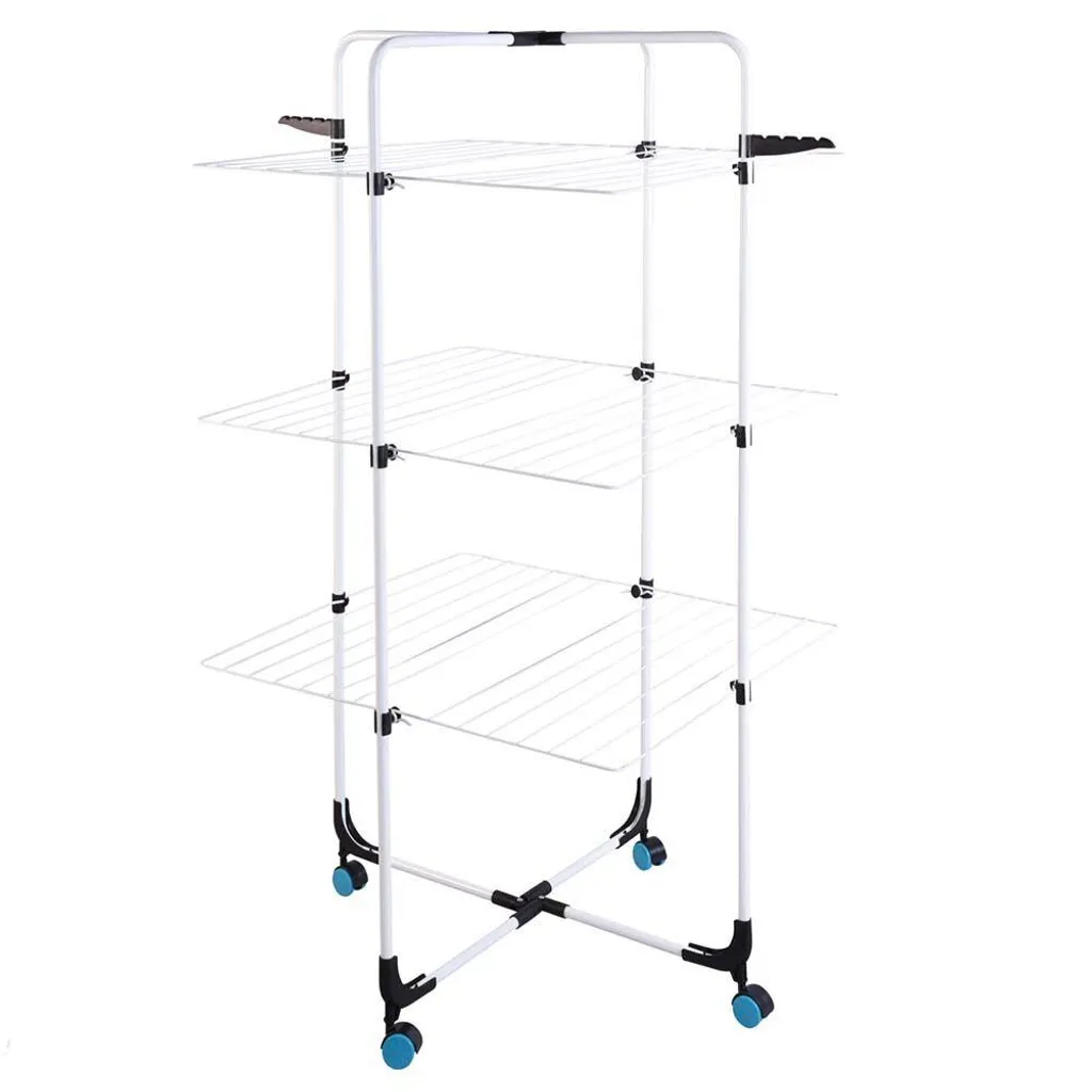 Universell Vilde Wäschetrockner | Wäscheständer | Turmwäscheständer Mit 3 Ebenen Groß Klappbar Auf Rollen 30 M Leinenlänge – Bild 3