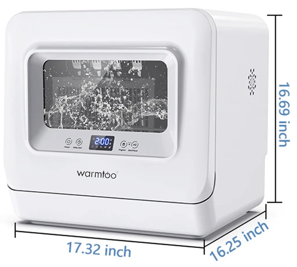 WARMTOO Mini Spülmaschine Tischgeschirrspüler 0,53kWh Freistehend 5Programme 5,5L 58dB Geschirrspülmaschine 850W Für Büro, Kleine Wohnung, Camping, Wohnwagen Weiß – Bild 8