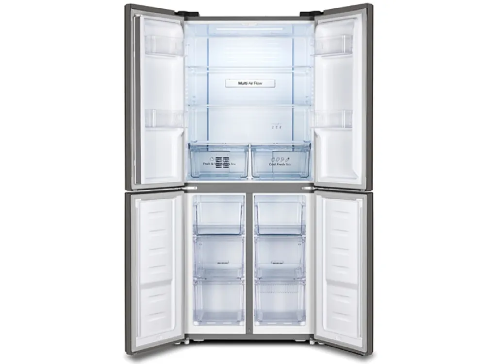 Hisense RQ515N4AC2 Cross Door Kühl-Gefrierkombination - NoFrostPlus - Multi Air Flow - SuperCool - Langlebiger Inverter - LED Display - Nettofassungsvermögen 427 L: Kühlteil 265 L / Gefrierteil 129 L - Super Cool - Edelstahl – Optik – Bild 10