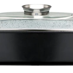 GSW Rechteckbräter Ceramica Stone 40 X 26 X11 Cm Mit Aromaglasdeckel, 8 Liter , Aluminium, Glas, Rechteckbräter Mit Aroma-Glasdeckel ø Ca. 40 X 26 X H 11,0cm