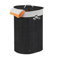 Relaxdays Bambus Wäschekorb Oval