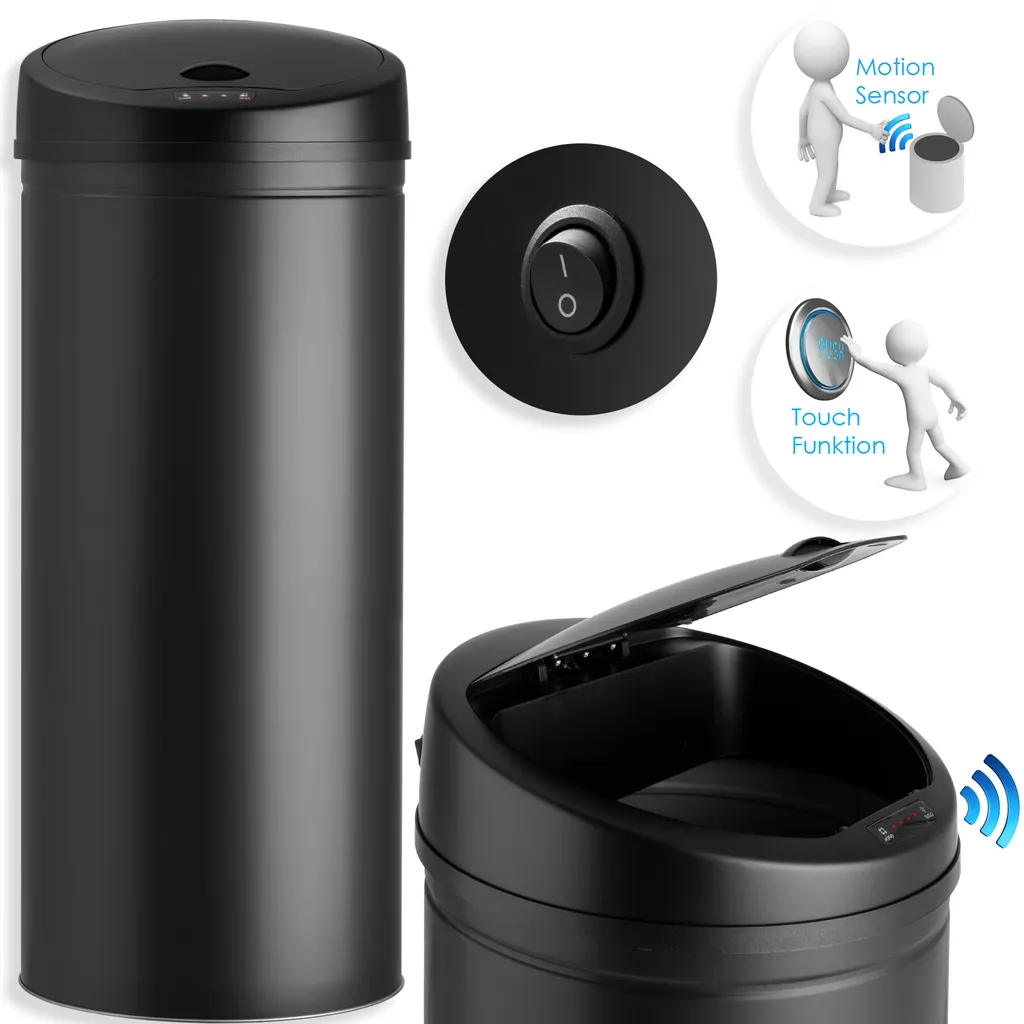 Kesser® Automatik Sensor Mülleimer Abfalleimer Abfall EDELSTAHL Papierkorb, Liter:40 Liter, Farbe:40 Liter SCHWARZ – Bild 2