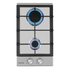 Klarstein Ignito Domino Gaskochfeld , 2-flammig , Autark , 30 Cm , Einbau , Sabaf-Brenner , Erdgas/Propangas , Sicherheitsventile , Automatische Abschaltung , Topfträger Aus Gusseisen , Edelstahl , Silber