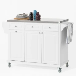 SoBuy Küchenwagen Mit Edelstahltop,Küchenschrank,Rollwagen FKW33-W