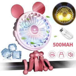 CMYBABEE Tragbare Fan Octopus Ventilator Mit Teleskop Stativ 3-Speed Einstellung Mit Nachtlicht Usb-Lade Geeignet Für Kinderwagen/Camping/Auto Sitz [2022 Neu]