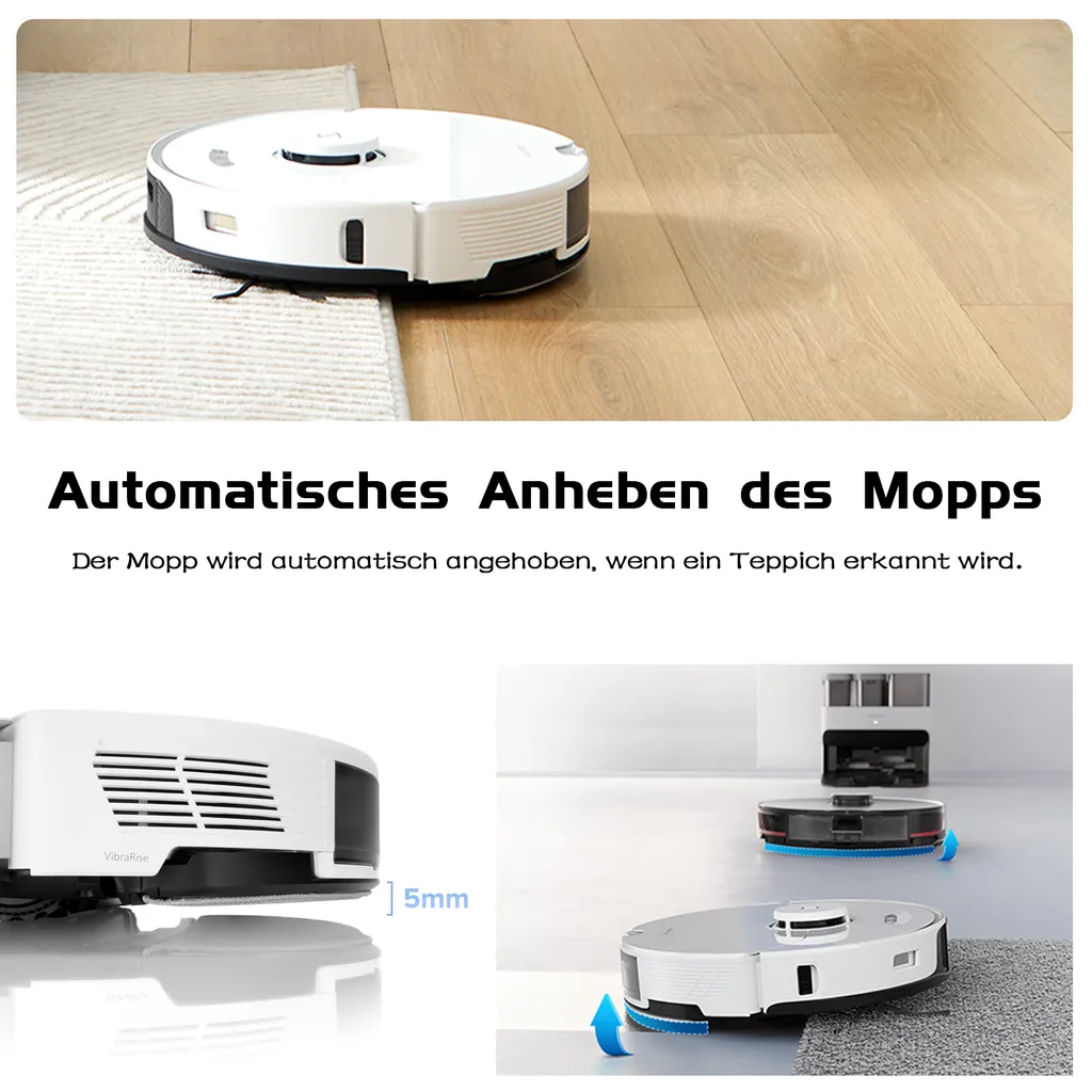Roborock S7 Pro Ultra Sonic Staubsauger Roboter Mit Empty Wash Fill Dock Absaugstation 5100Pa Selbstwaschend Selbstauffüllend Selbstentleerend LiDAR APP Weiß (Upgrade Von Roborock S7,VS S7 MaxV Ultra/S8 Pro Ultra) – Bild 5