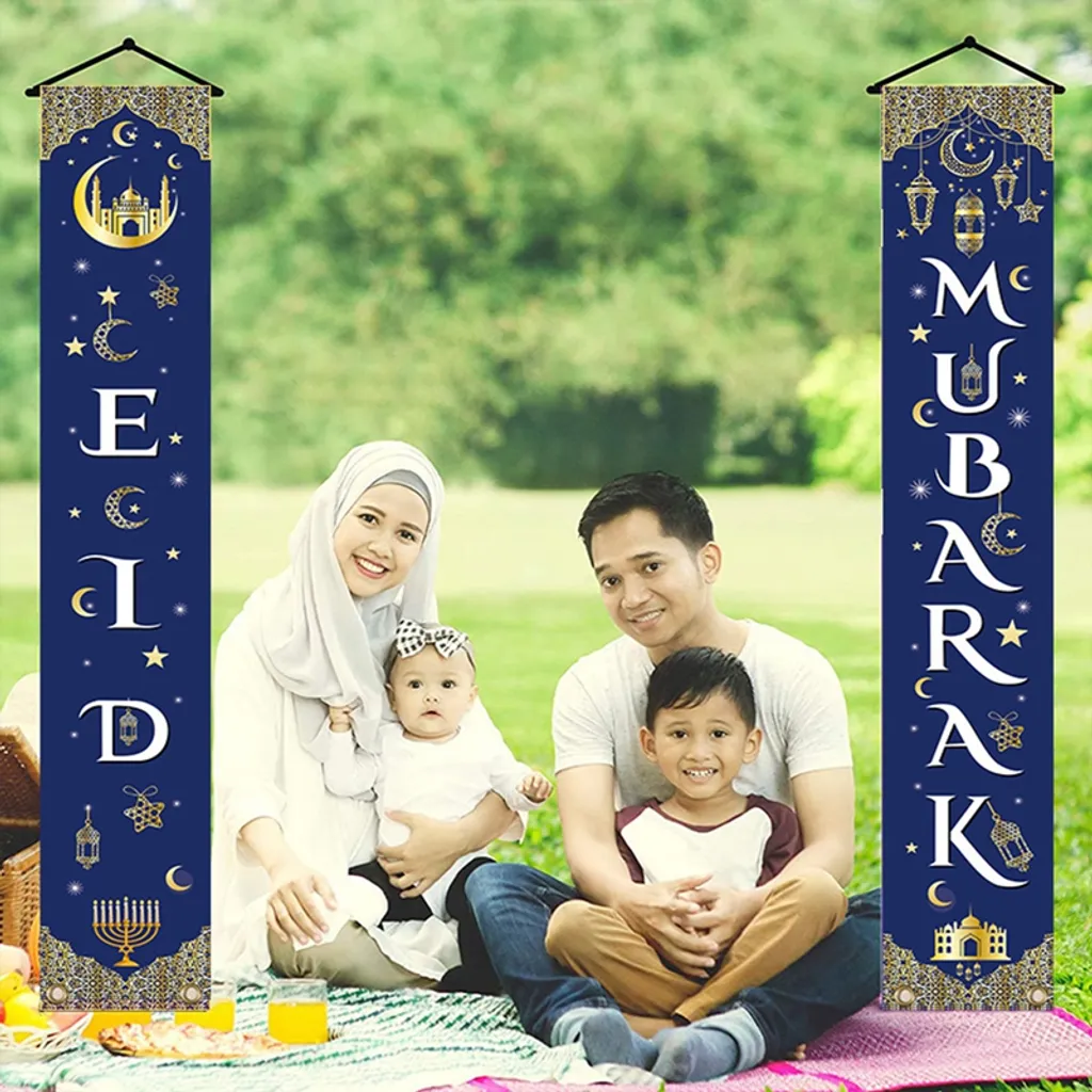 Jesunfuzhu Eid Mubarak Banner Ramadan Dekoration Für Islamische Muslimische ParteiNachbildung, Islamisches Eid Festival – Bild 3