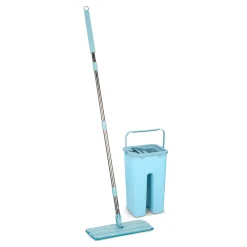 Multistore 2002 Wischset Mit Rechteckigen Wischmopp, 2 Wischbezügen Und 2-Kammer-Eimer