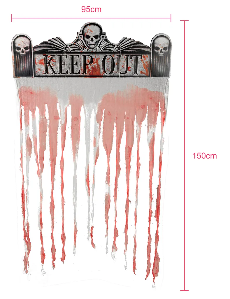 Elite Blutiger Fetzenvorhang Halloween-Deko Weiss-rot 97x137cm – Bild 3