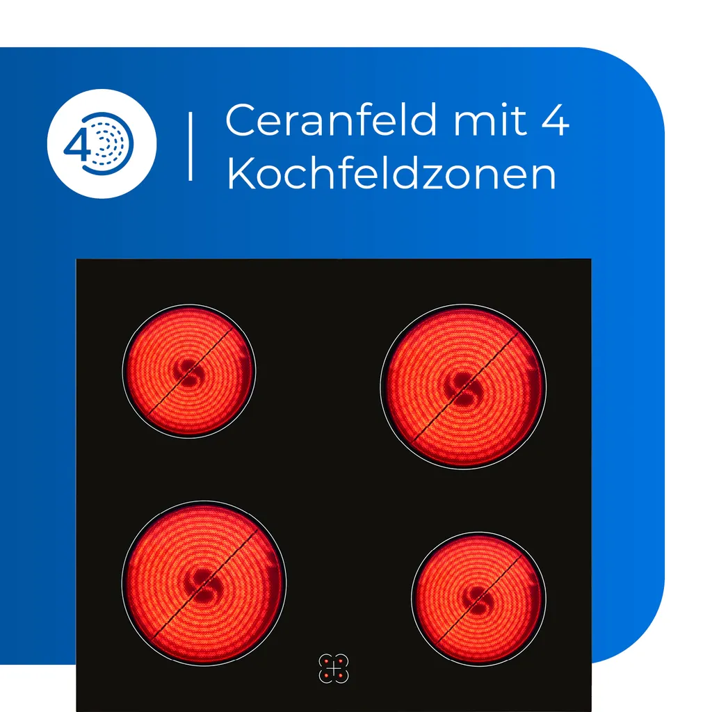 Exquisit EHE 156-2.1 U-Set Einbau-Herd Glaskeramikkochfeld | Ober-/Unterhitze | Inox – Bild 3