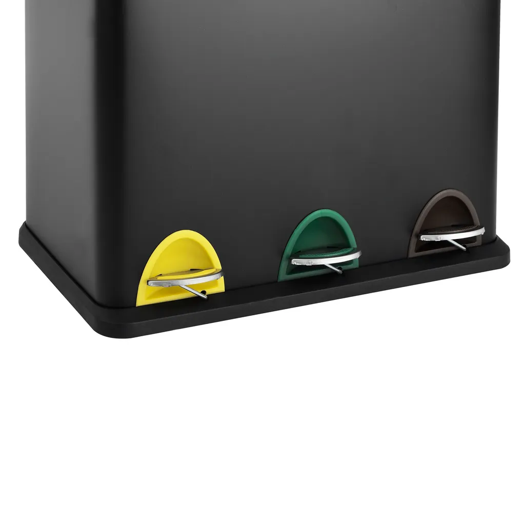 SVITA TC3X8 24 L Treteimer Abfalleimer Mülleimer Pulverbeschichteter Stahl Schwarz – Bild 4