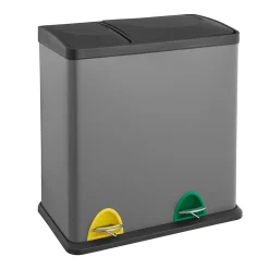 SVITA TC2Combo35 Mülleimer Grau Stahl Abfalleimer Mülltrennung (12l + 23l) Papierkorb