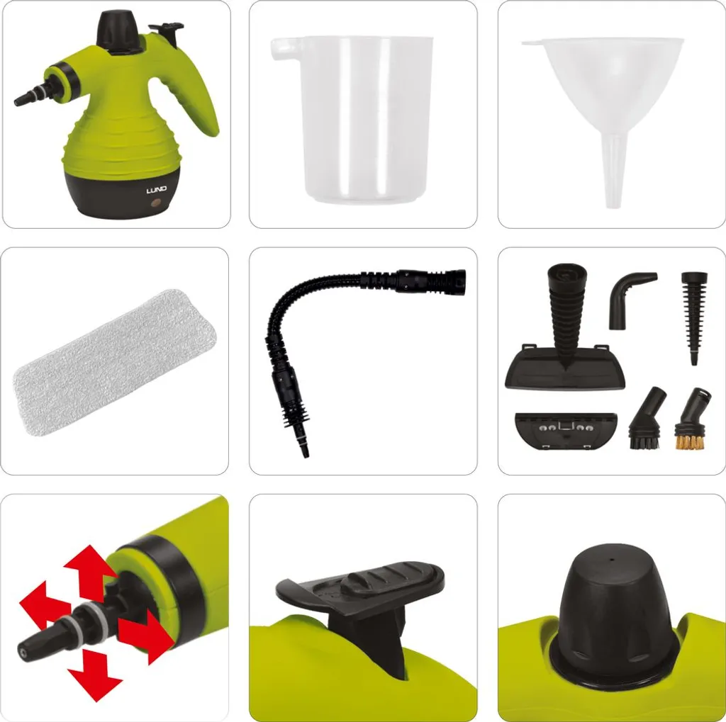 Lund Dampfreiniger Tragbarer Handdampfreiniger Reinigungsgerät Leistungsstark, Multifunktional, Bis 110°C 10 Tlg. Set – Bild 11