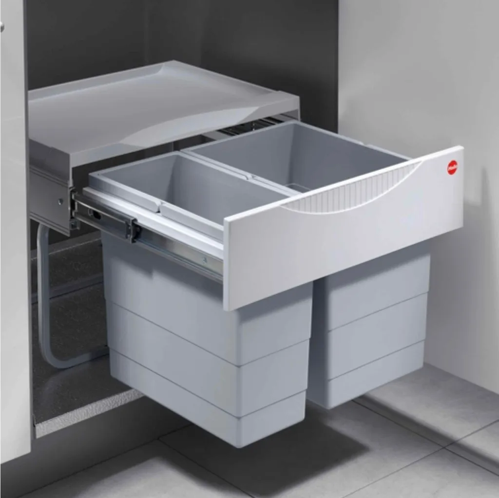 Hailo Abfallsammler 3644701 TR Swing Raumspar-Tandem-S 18 + 12 Liter Ab 50cm Schrankbreite