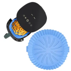 Qiangzhipow Hitzebeständige Air Fryer Silikon Topf Wiederverwendbar Ersatzeinlagen Korb Backofen Pad Backblech Fried Pizza Hähnchen Matte Blau