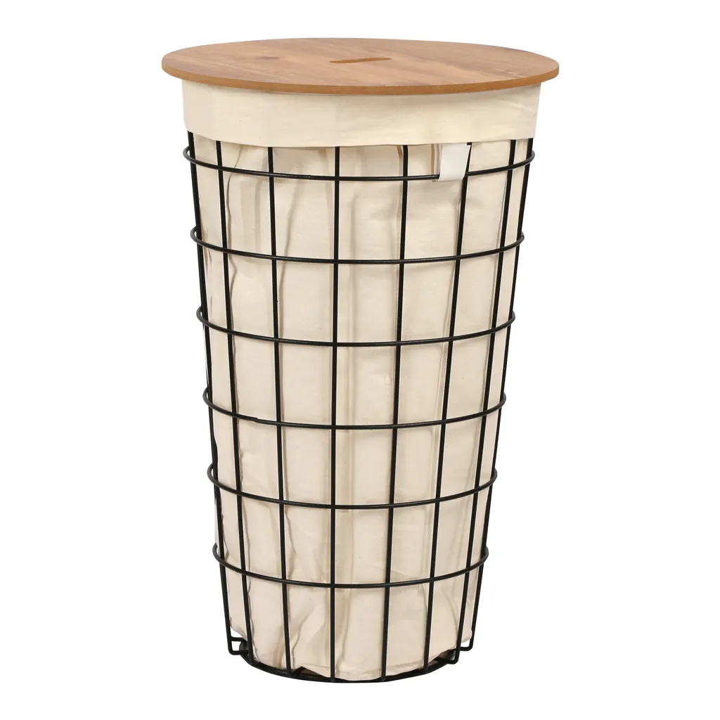 En.casa Wäschekorb ’Skive’ Mit Wäschesack 40 L Metall Schwarz – Bild 3