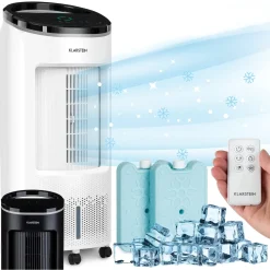Klarstein Mobiles Klimagerät Ohne Abluftschlauch - Luftkühler Mit Wasser Ventilator Luftbefeuchter Luftreiniger Funktion - 7L Wassertank - Air Cooler Klimaanlage Mobil Mit Fernbedienung - Weiß