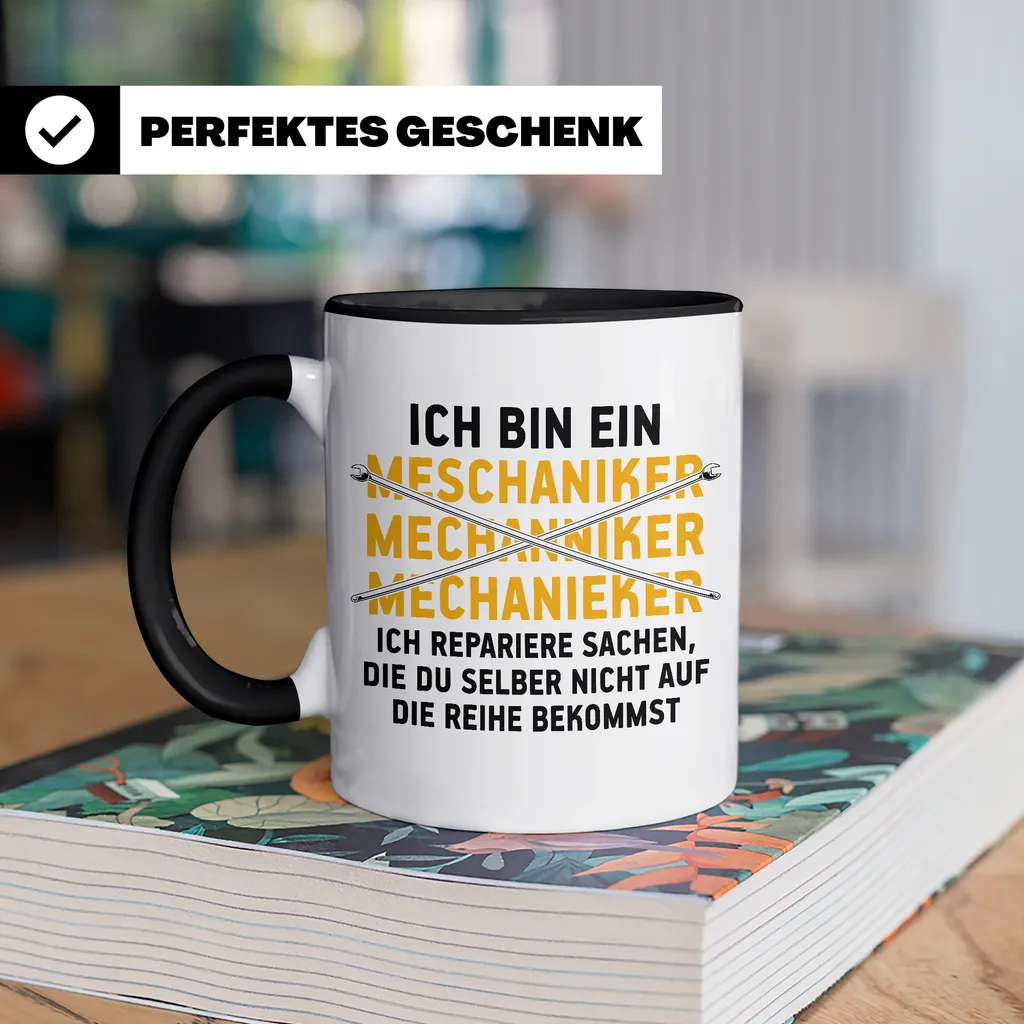 Manisma Lustige Tasse Automechaniker KFZ Mechaniker Geschenk Mechatroniker Werkstatt Tasse (Schwarz) – Bild 4