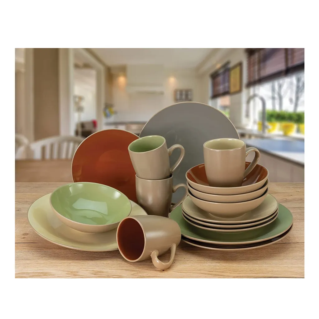 Creatable Porzellanhaus CreaTable 22563 Kombiservice Urban Jungle Für 4 Personen, Steinzeug, Mehrfarbig (1 Set, 16-teilig) – Bild 3