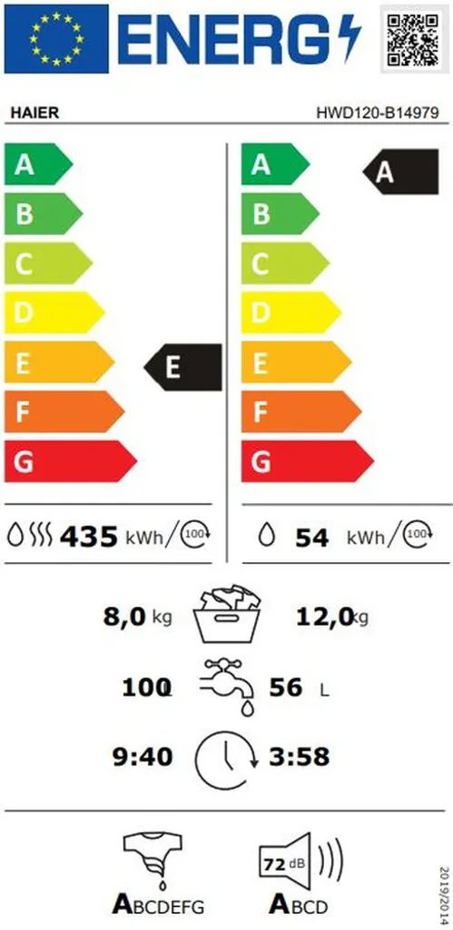 Waschtrockner 12kg Waschen 8kg Trocken XL Trommel HAIER HWD120 B14979 – Bild 10