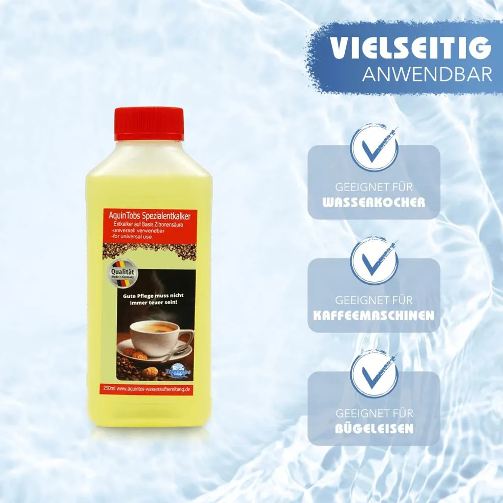Aquintos-Wasser AquinTobs Entkalker 1500ml Passend Für DeLonghi EcoDecalk Kalklöser Kaffeevollautomaten Wasserkocher Spülkästen Heißwasseraufbereiter 100% Biologisch Abbaubar – Bild 2