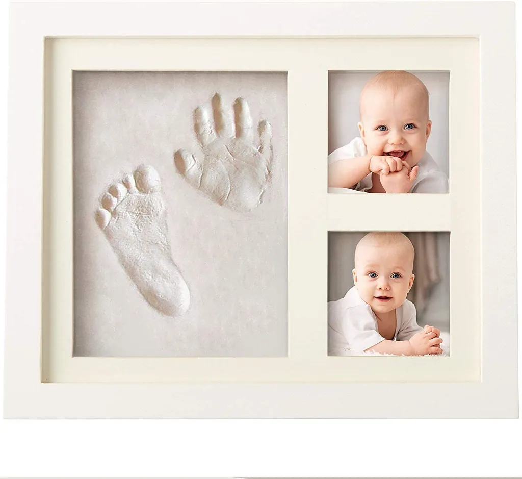 Jormftte Baby Handabdruck Und Fußabdruck Set, Gipsabdruck Baby Hand Und Fuß Mit Echtholz Bilderrahmen- Perfekte Geschenkidee Für Kleinkinder, Mütter Und Väter, Erinnerungen Für Die Ewigkeit