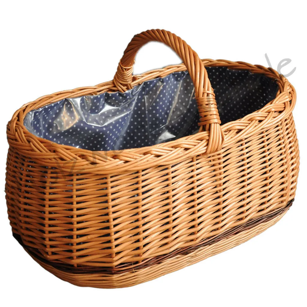 Holzwarenwelt.de YULKA Einkaufskorb Weidenkorb Autokorb Weide Korn Korb (L) 45 X (B) 32 X (H) 21/32