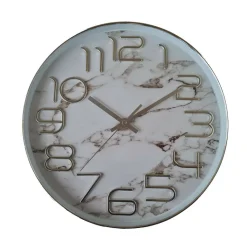 180s Wanduhr Uhr Marmor MARMOROPTIK Geräuscharm Weiß Grau 30cm SILBER NEU