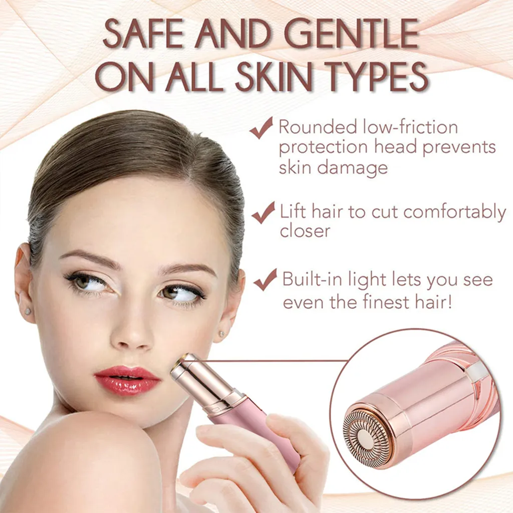 Haobuy Gesichts Haarentferner Elektrorasierer Für Damen Mit Licht, Tragbare Augenbrauentrimmer Elektrischer Schmerzlos Haarentfernung Epilierer Für Lippen, Achsel, Finger, Arme, Beine, Haar Remover, Rosagold – Bild 6