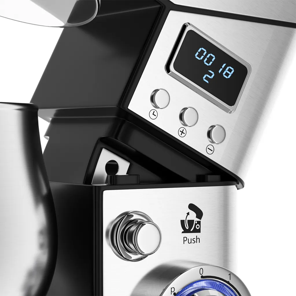 OSMOND 6Gang 5L Küchenmaschine Knetmaschine 1300W LCD StandMixer Edelstahl Rührschüssel Edelstahlschüssel Teigmaschin - Silber – Bild 4