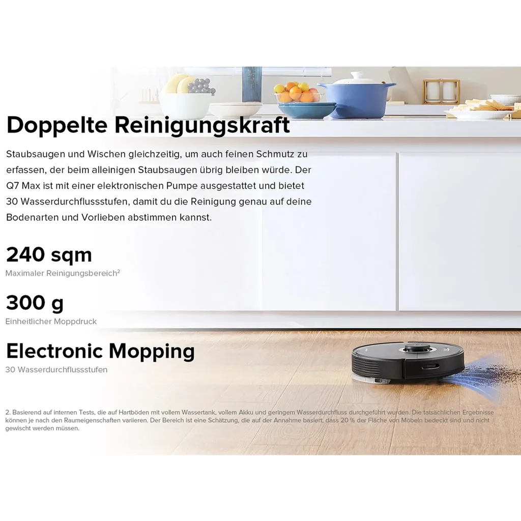 Roborock Q7 Max Staubsauger Saugroboter Kehrroboter 4200Pa Sonic LiDAR EU Schwarz (S5 MAX Update) – Bild 4