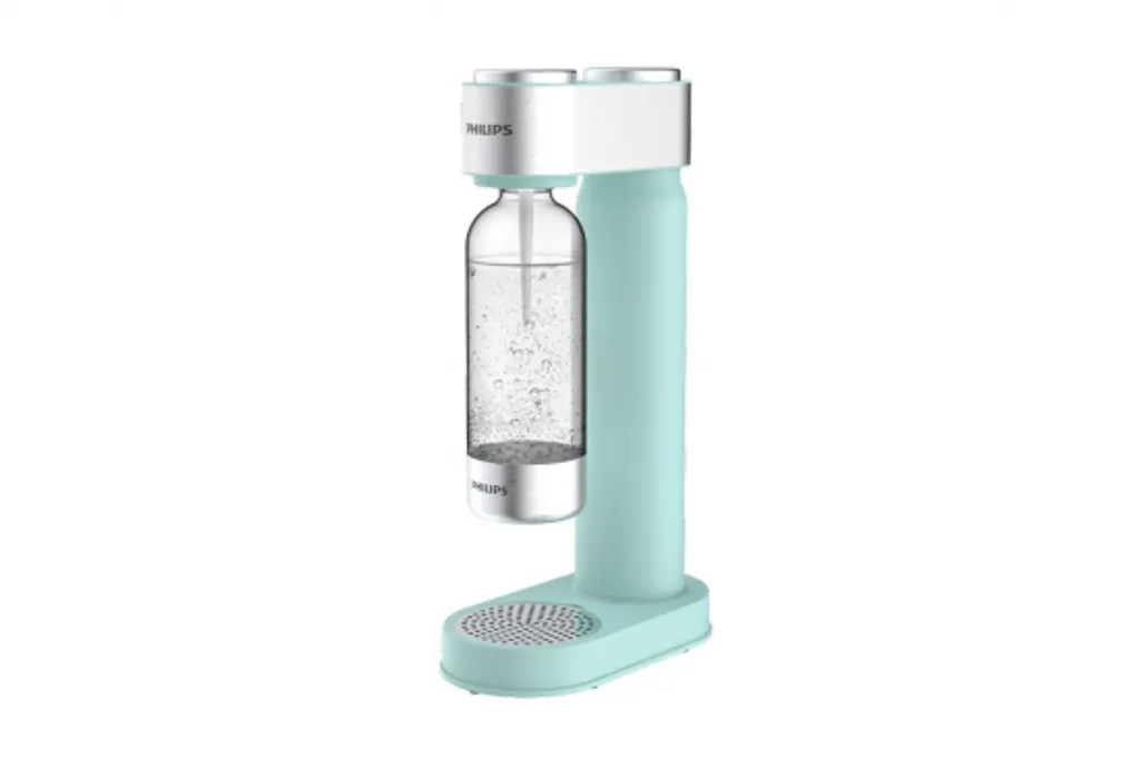 PHILIPS AQUA Soda Maker Wassersprudler + 425 G CO²-Zylinder + 1 PET-Flasche 1 Liter, Mintgrün