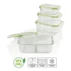 EASYmaxx GOURMETmaxx Glas-Frischhaltedosen Klick-it 8-tlg. Limegreen Frischhaltedosen 4er Set Glas Klick-It Gefrierdosen Lunchbox Brotdose Limegreen