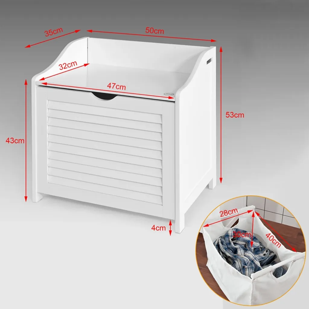 SoBuy® Wäschetruhe,Wäschebank,Wäschekorb,Wäschesammler Mit Deckel,FSR40-W – Bild 2