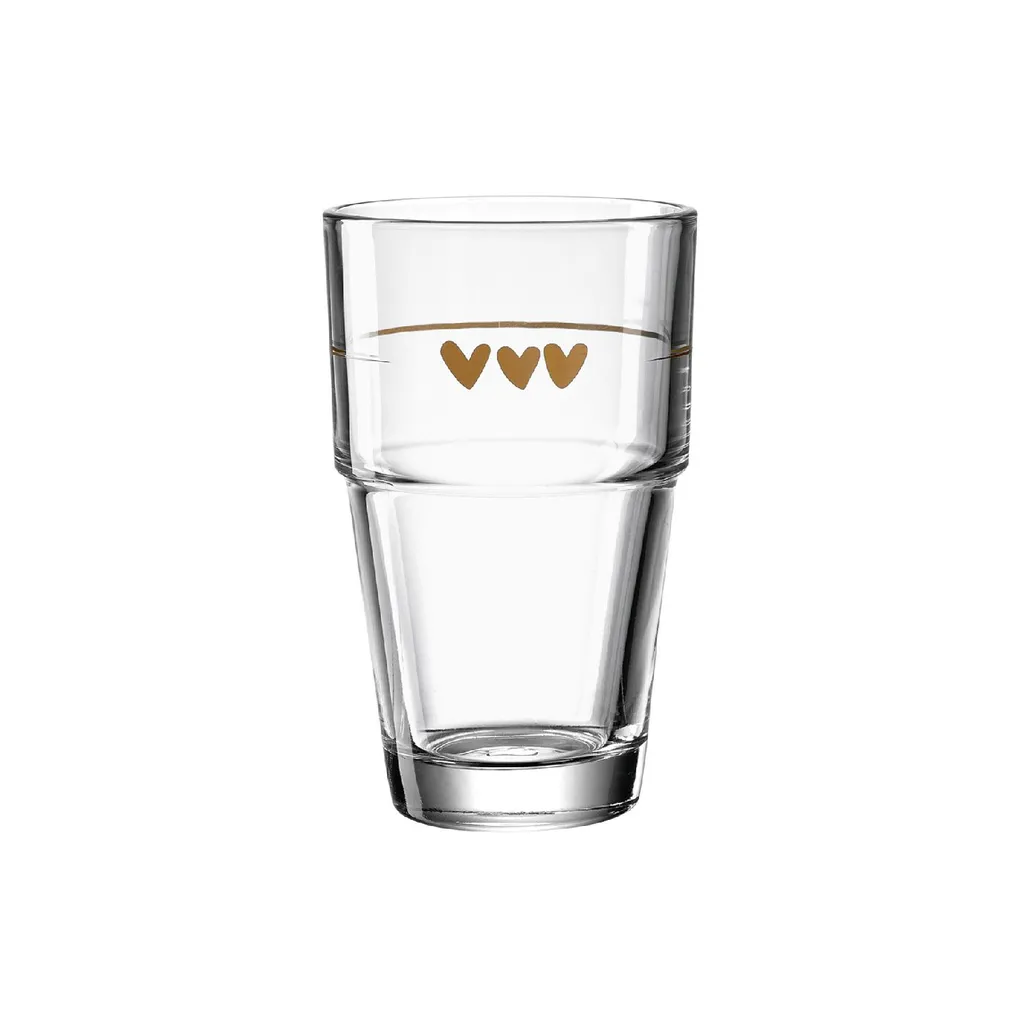 LEONARDO 043467 Solo Latte Macchiato Becher Mit Motiv Herzen, Glas, 410 Ml, Klar