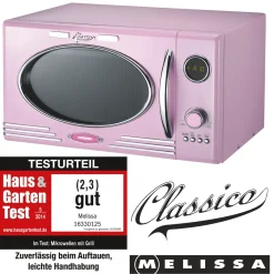 Melissa 16330125 CLASSICO Retro Pink Rosa 25 Liter Mikrowelle Mit Grill